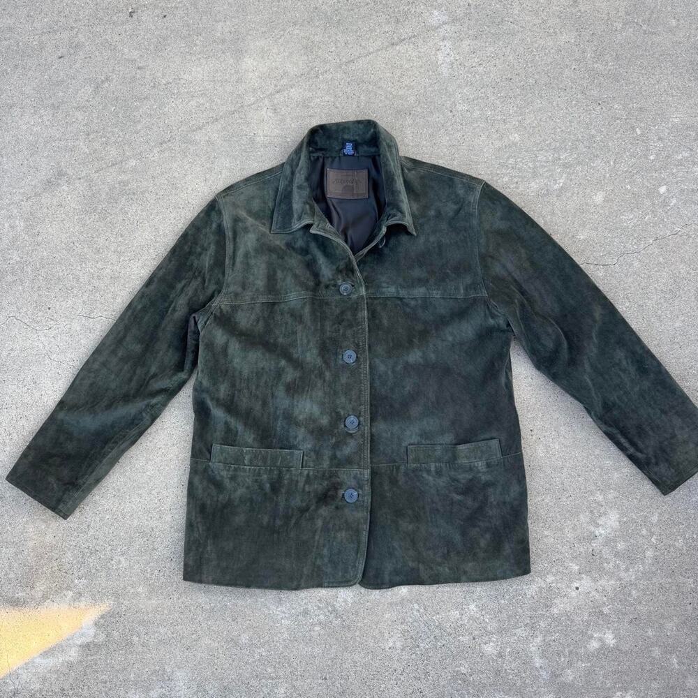 Vintage green suede leather jacket